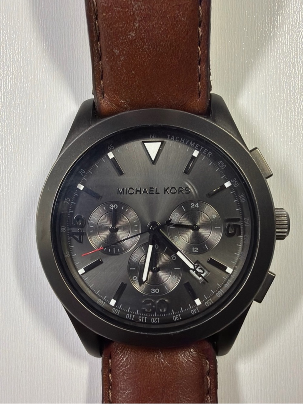 Michael Kors MK8471 Chronograph Watch Black Dial Brown Leather - Picture 6 of 6